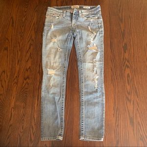 Day trip distressed skinnies with sequin trim